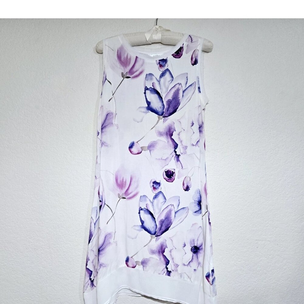 Aldola Watercolor Floral Nightgown Blue White Purple Sleeveless